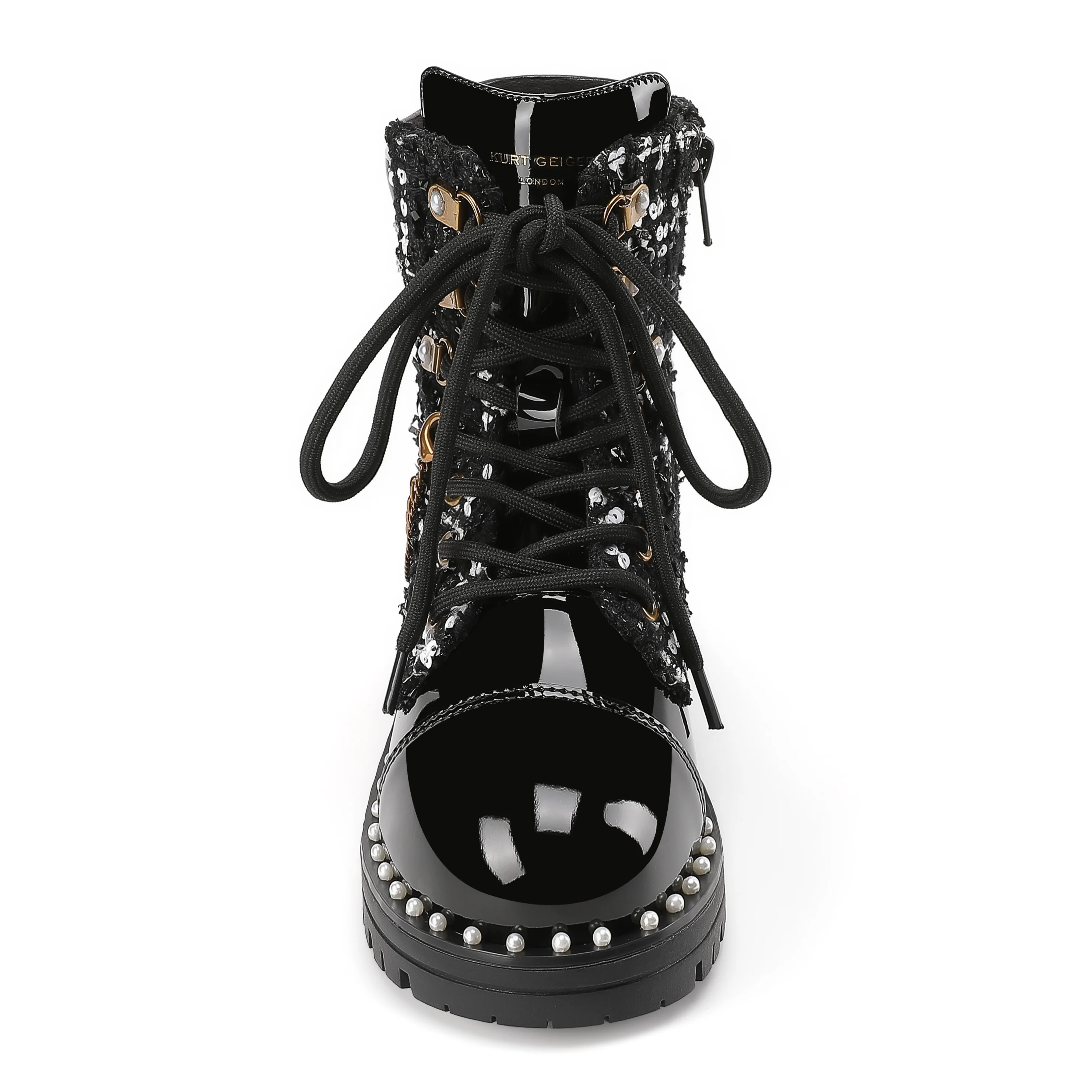 Chain Combat Boot - Big Kid Black Tweed - Image 4