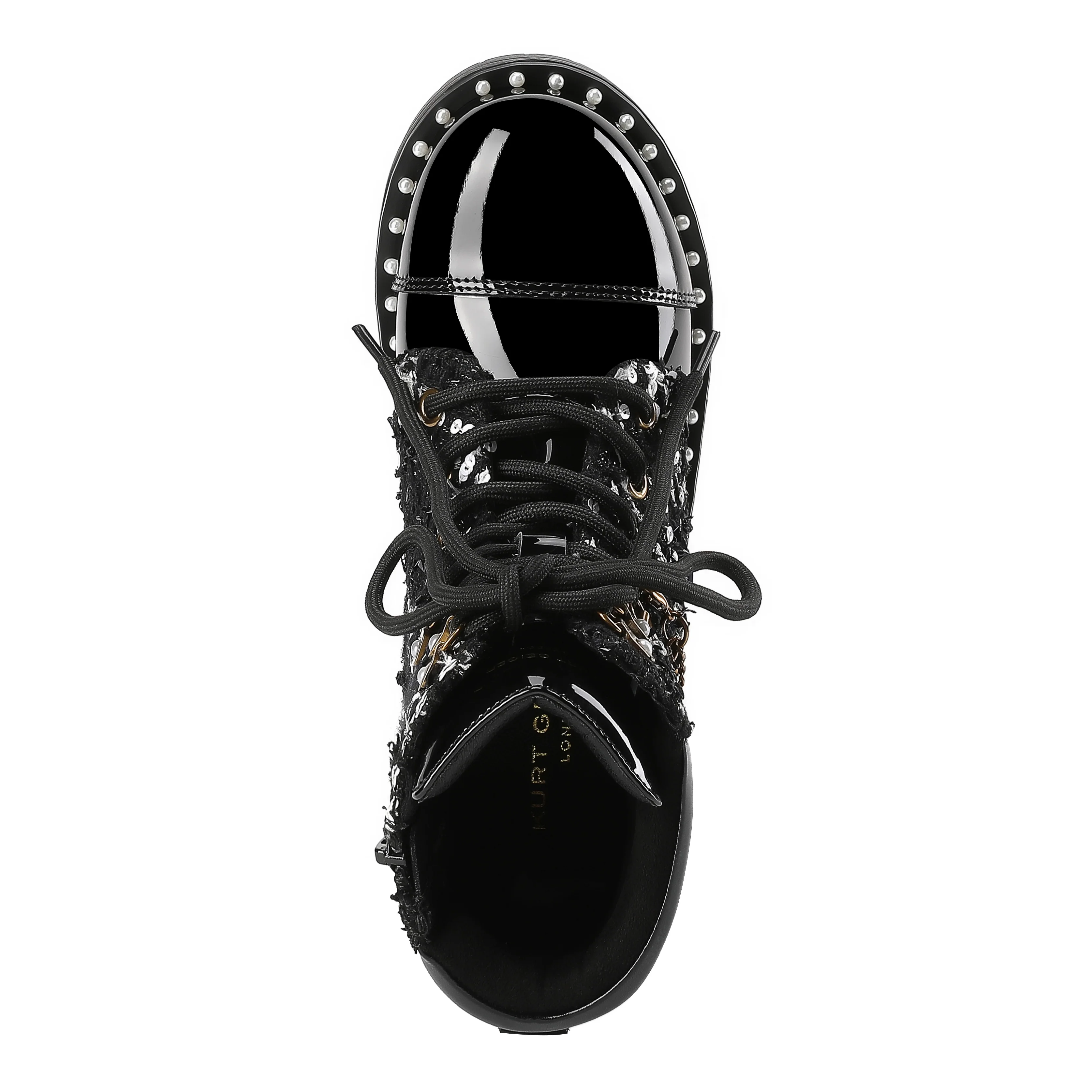 Chain Combat Boot - Big Kid Black Tweed - Image 5