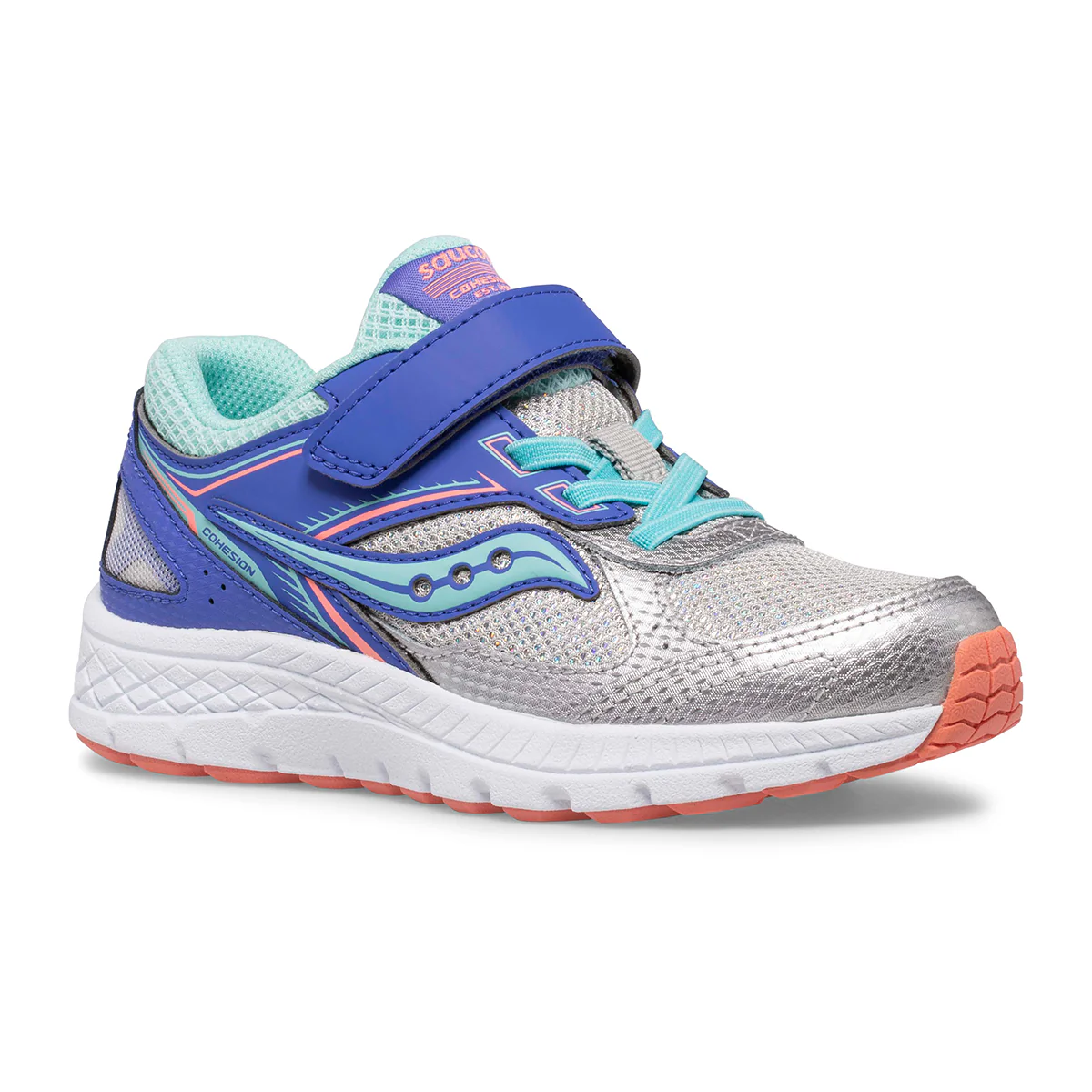 Cohesion 14 A/C Sneaker - Big Kid Silver/Periwinkle/Turq - Image 2