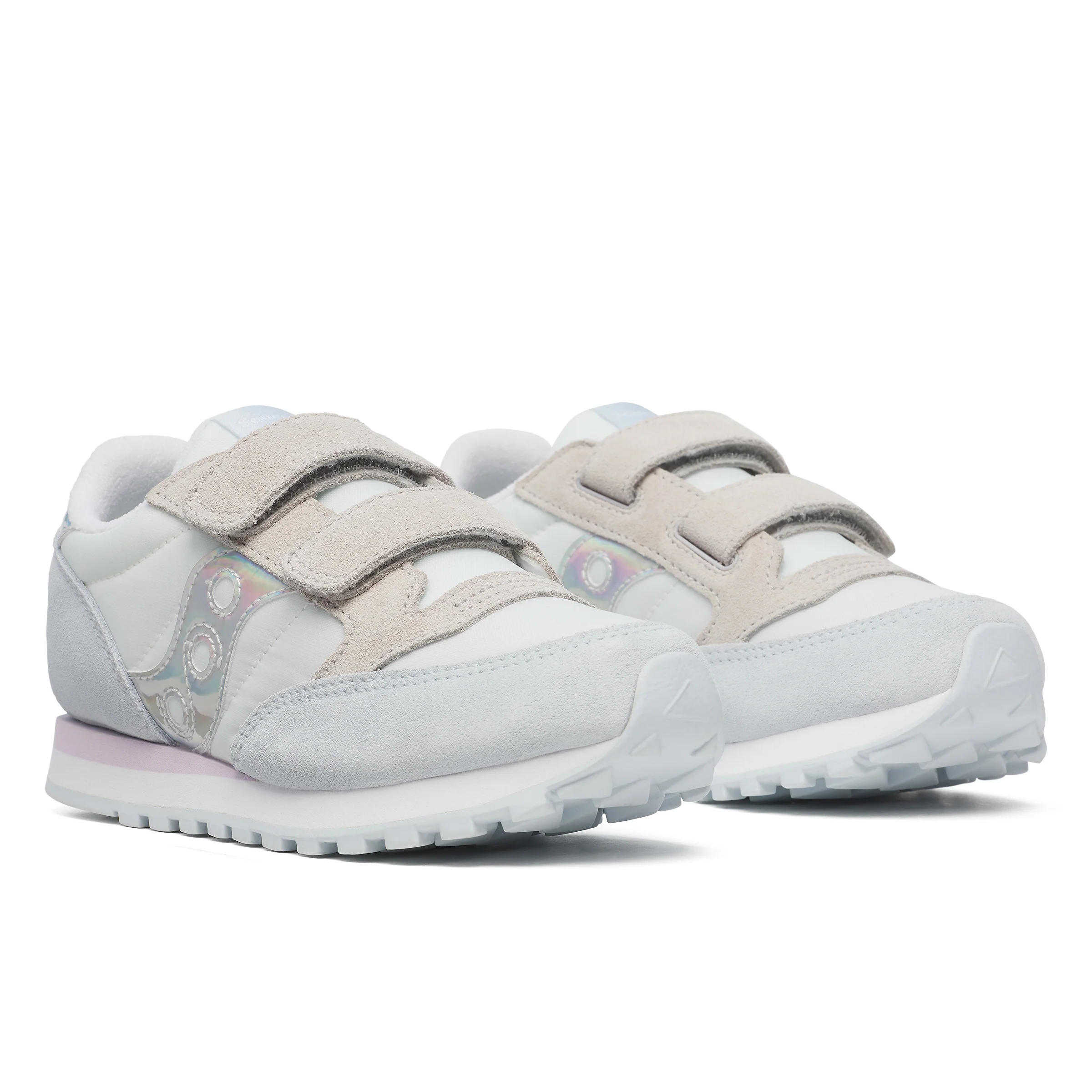 Jazz Double Hook & Loop Sneaker - Big Kid White/Blue - Image 2