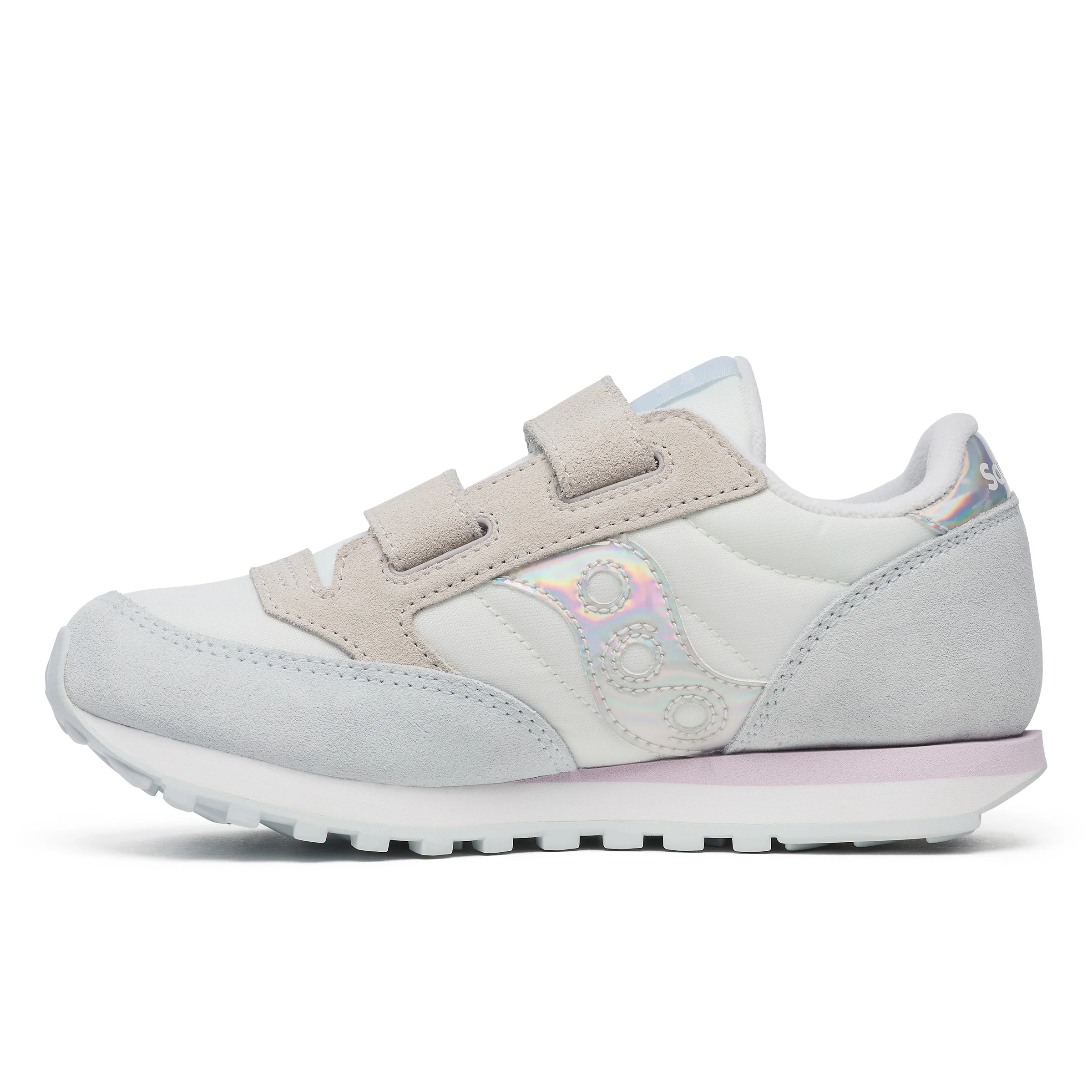Jazz Double Hook & Loop Sneaker - Big Kid White/Blue - Image 3