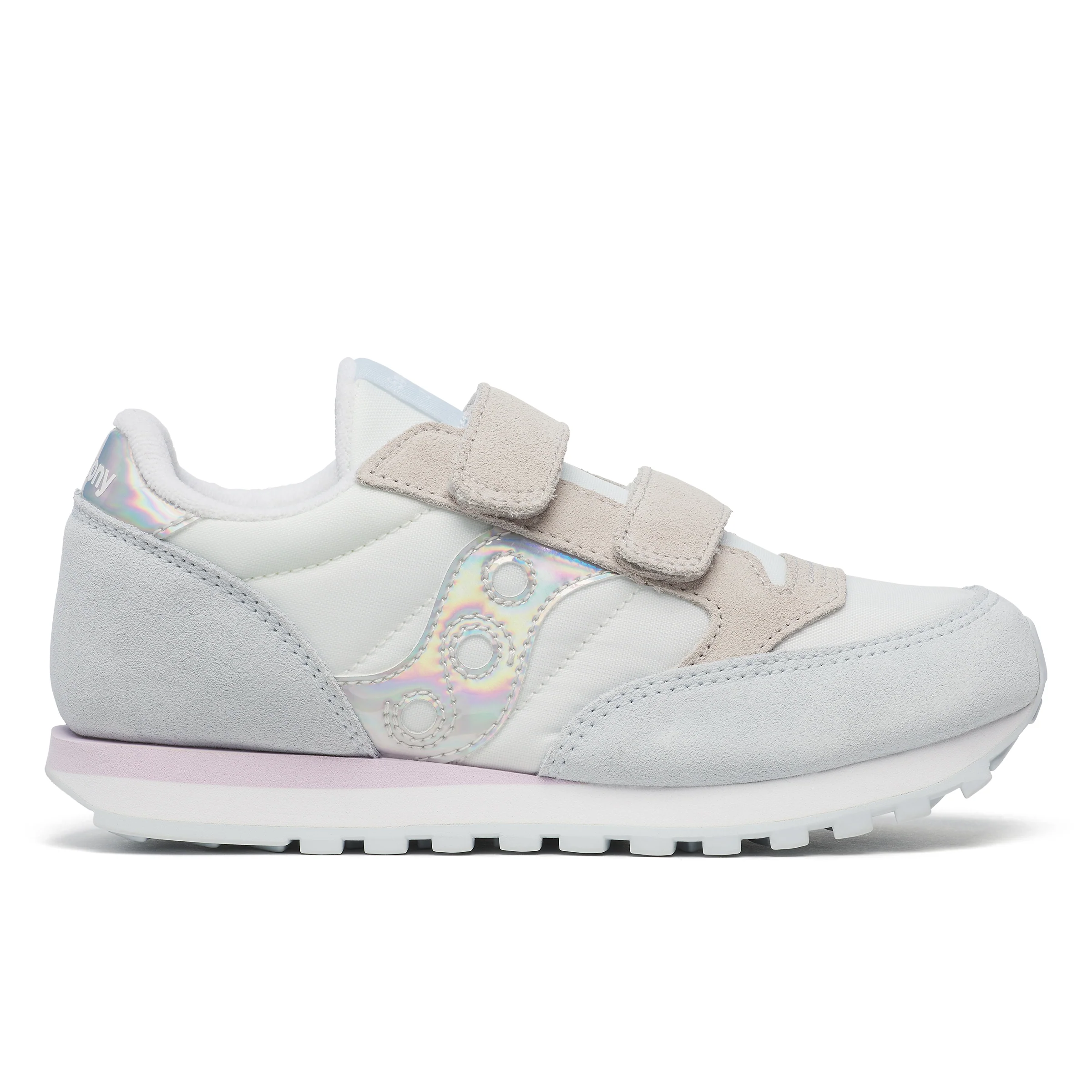 Jazz Double Hook & Loop Sneaker - Big Kid White/Blue - Image 7