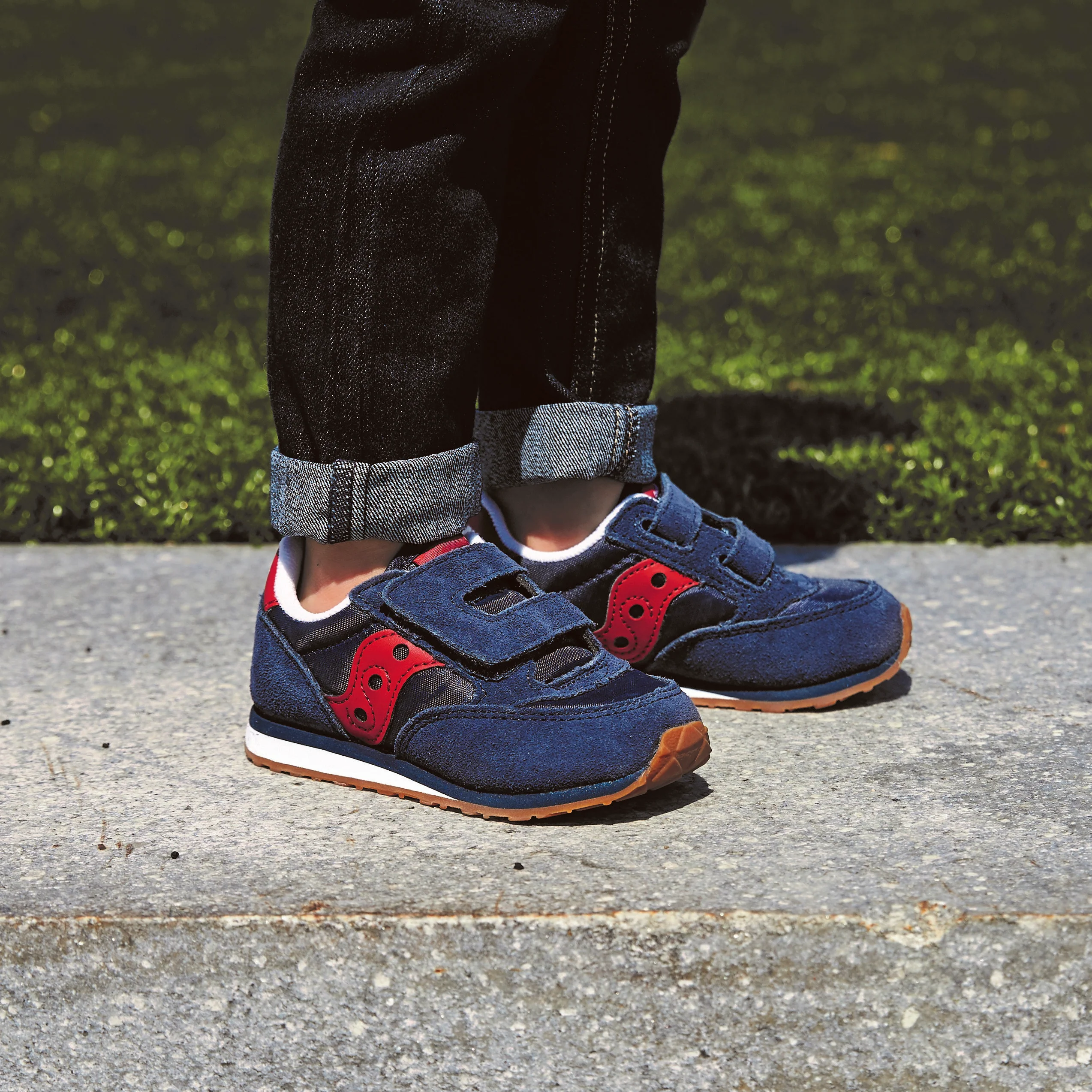Jazz Hook & Loop Sneaker - Big Kid Navy/Red - Image 8