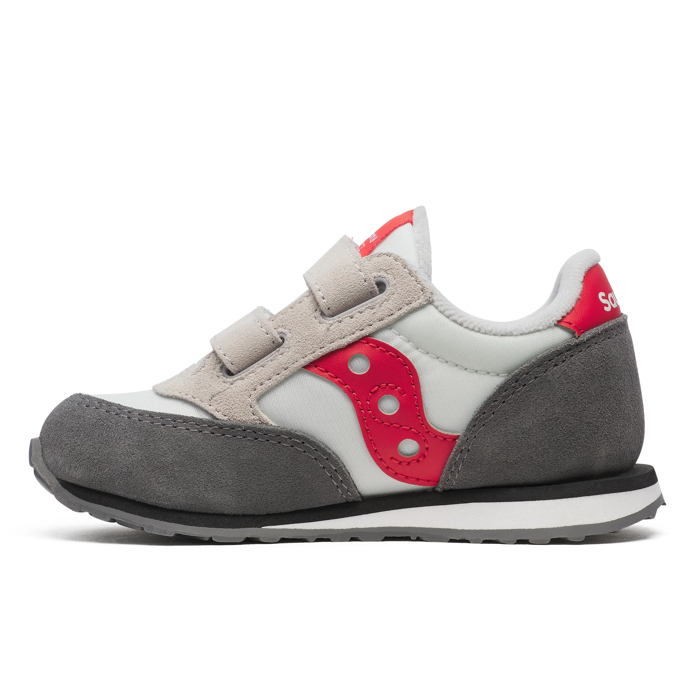 Jazz Hook & Loop Sneaker - Big Kid White/Grey/Red - Image 3