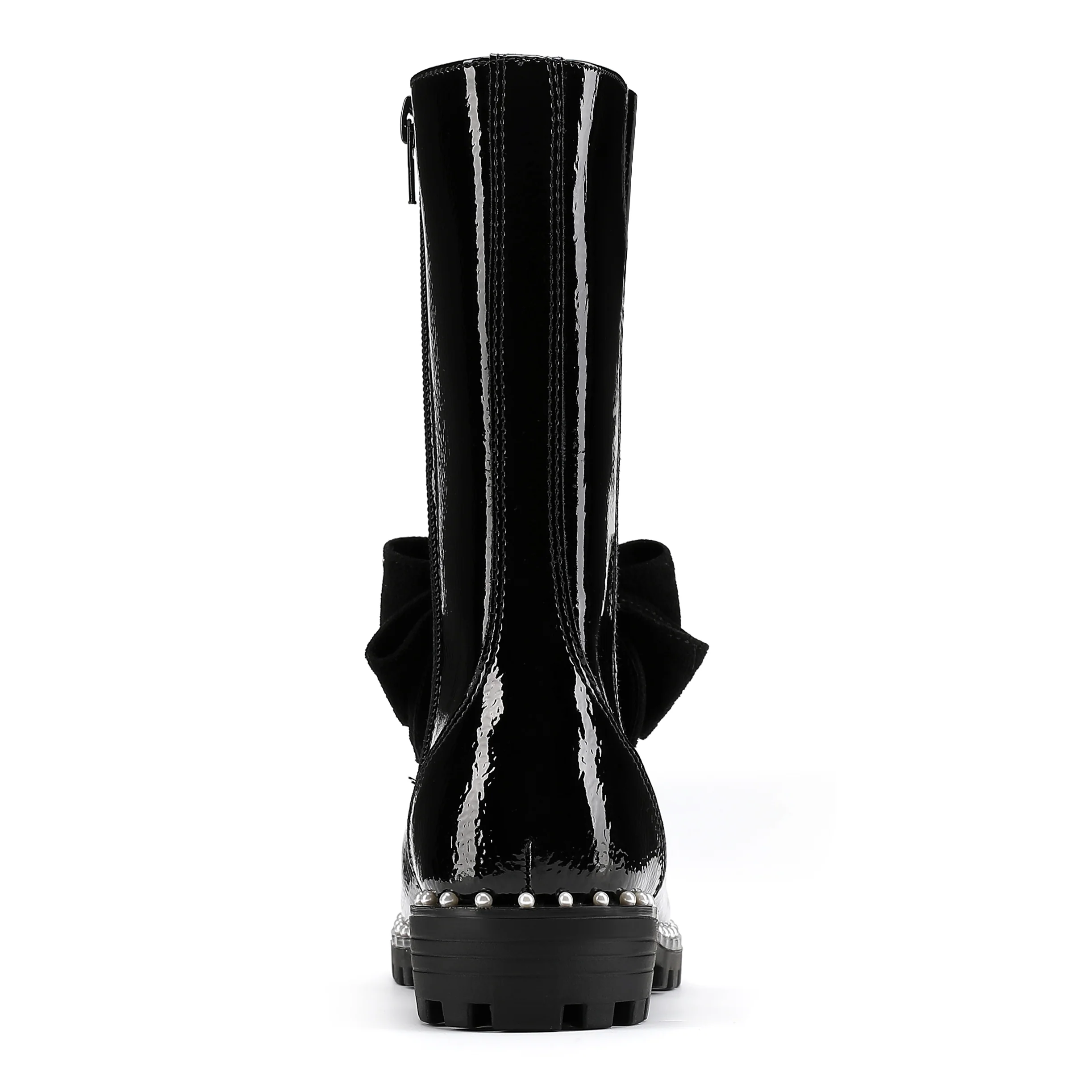 Kensington High Leg Bow Boot  - Big Kid Black Patent - Image 3