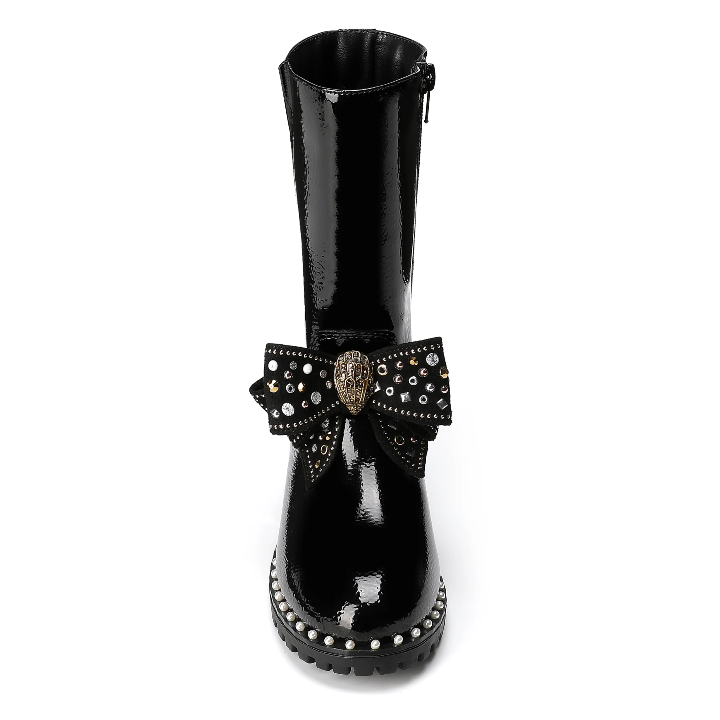 Kensington High Leg Bow Boot  - Big Kid Black Patent - Image 4