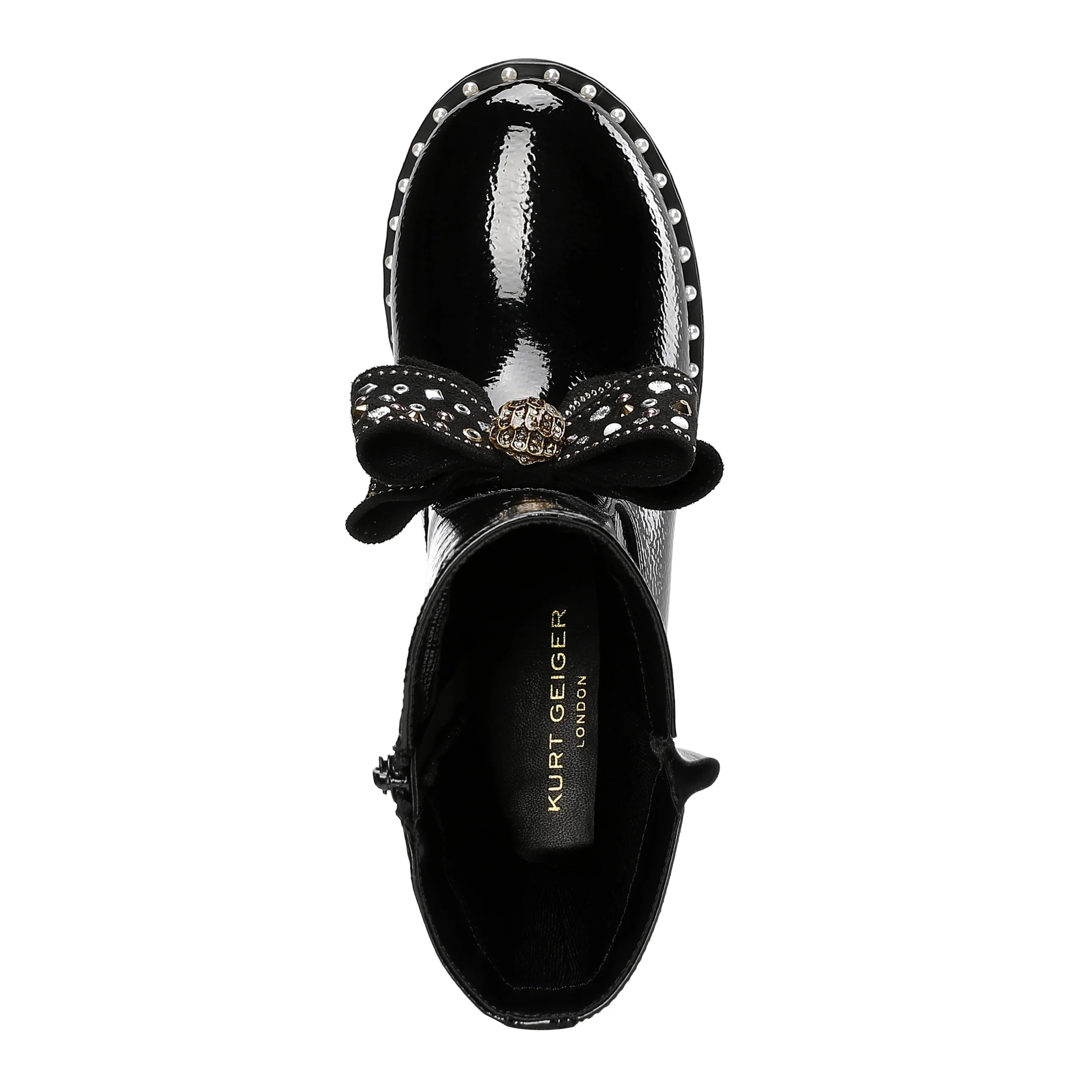 Kensington High Leg Bow Boot  - Big Kid Black Patent - Image 5