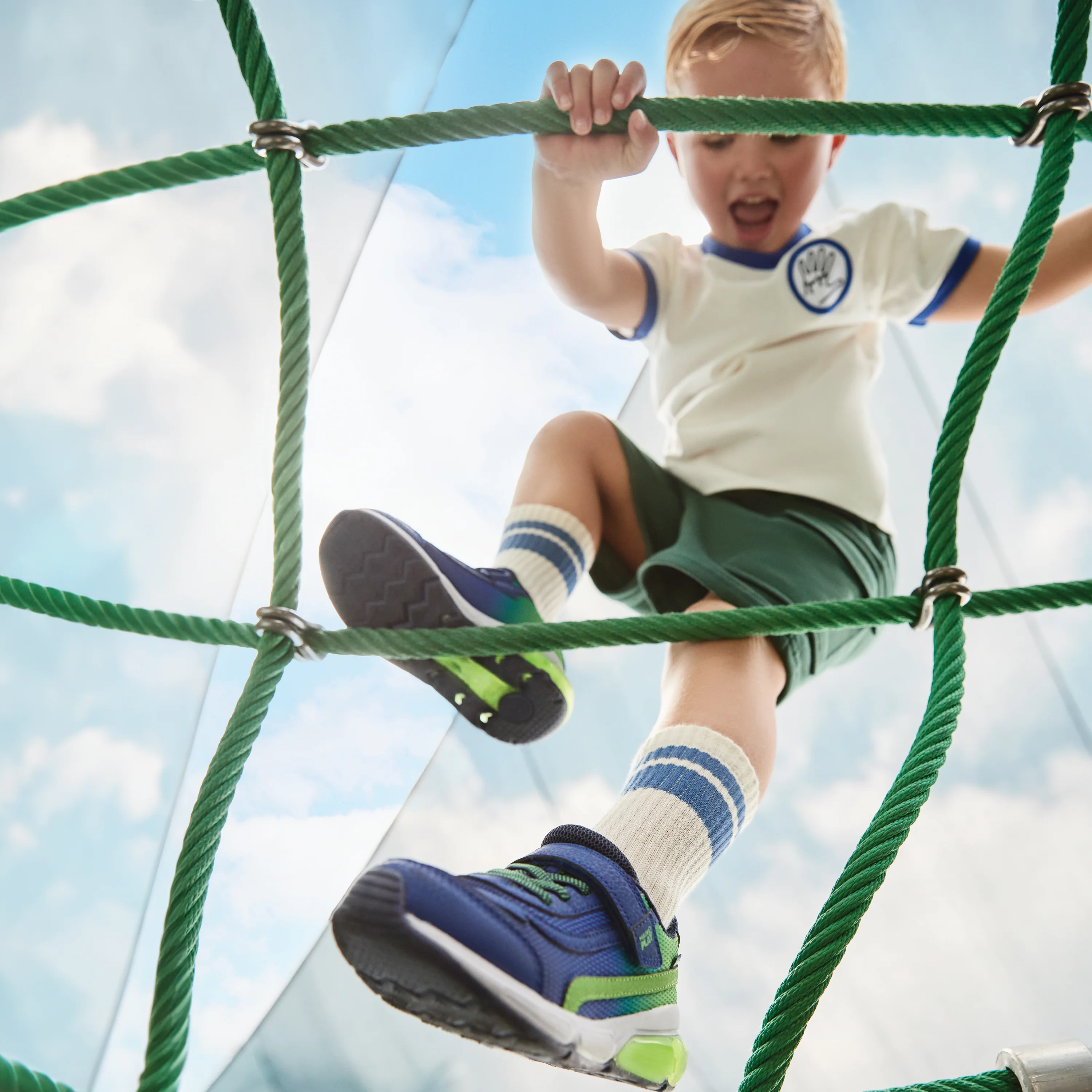 Light-Up Surge Bounce Sneaker - Big Kid Navy/Green - Image 9