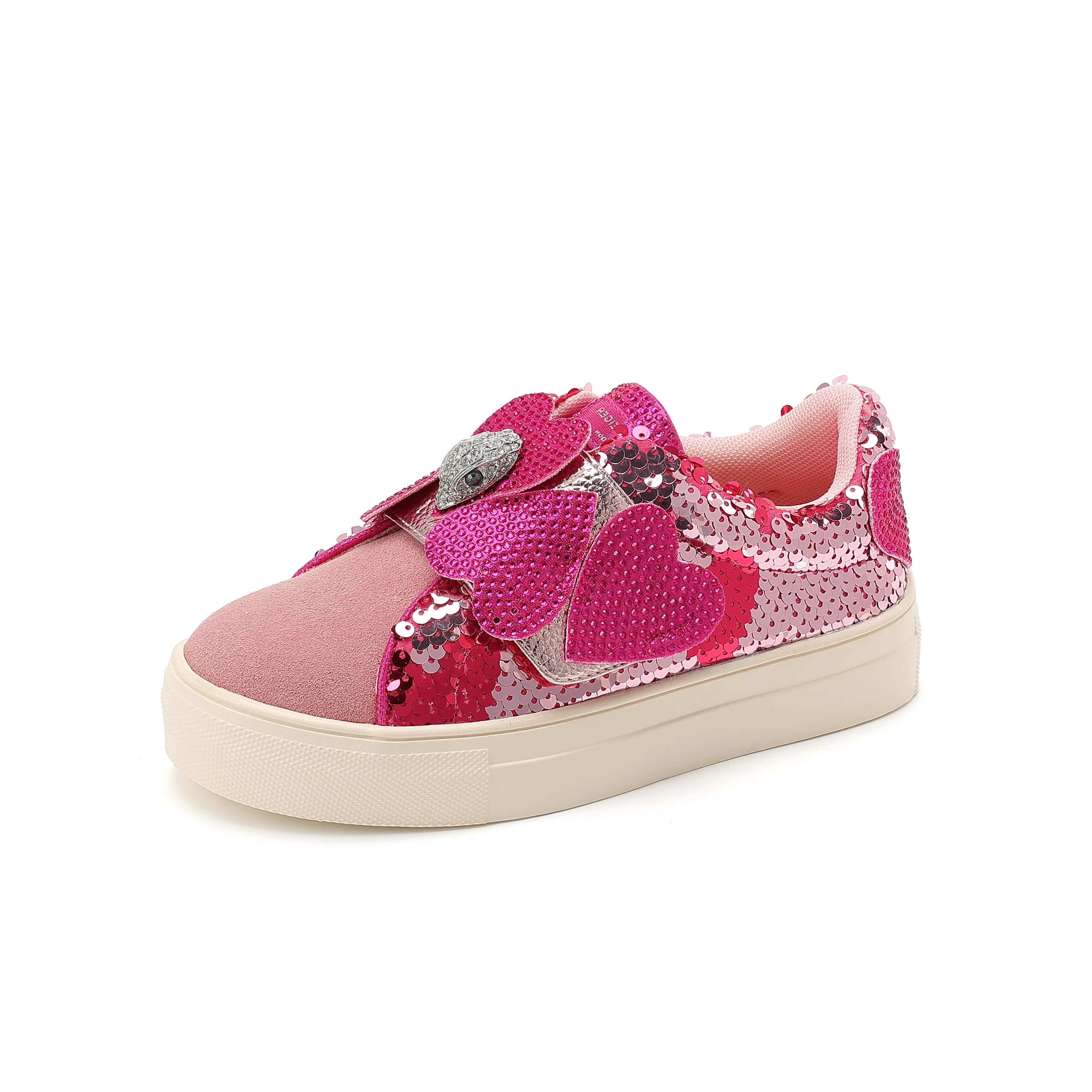 Mini Laney Heart Strap Sneaker - Big Kid Pink - Image 7